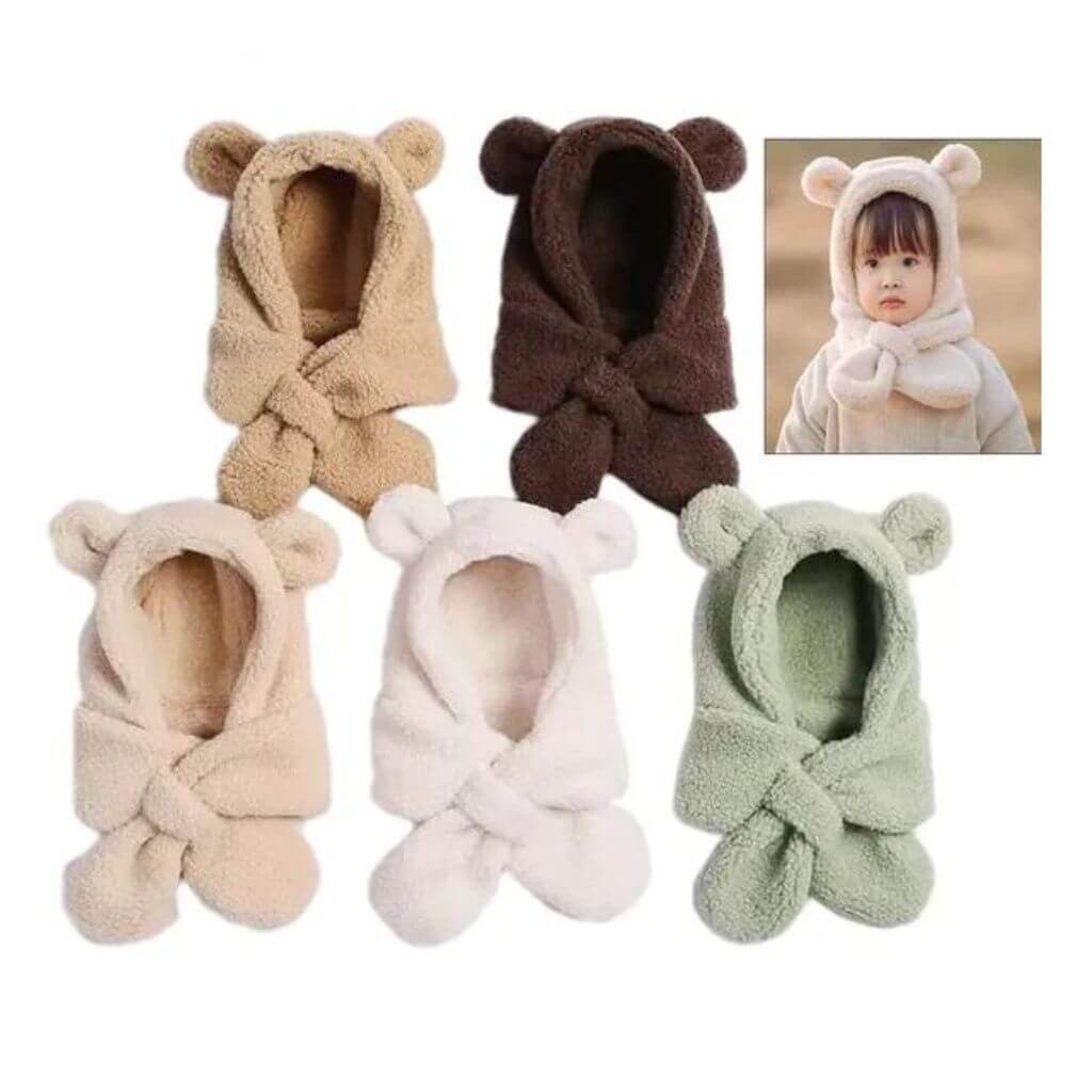 Kids' Cute Warm Scarf Beanie Bear Hood