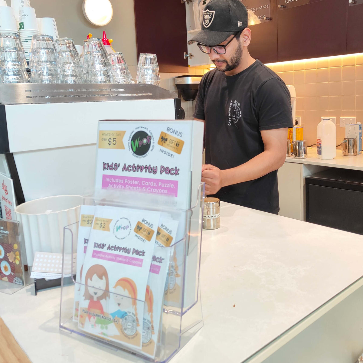 Kids Activity Packs in Stand on Counter