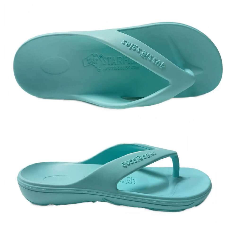 Kids Aussie Soles 2.0 Thongs Aqua No Strap