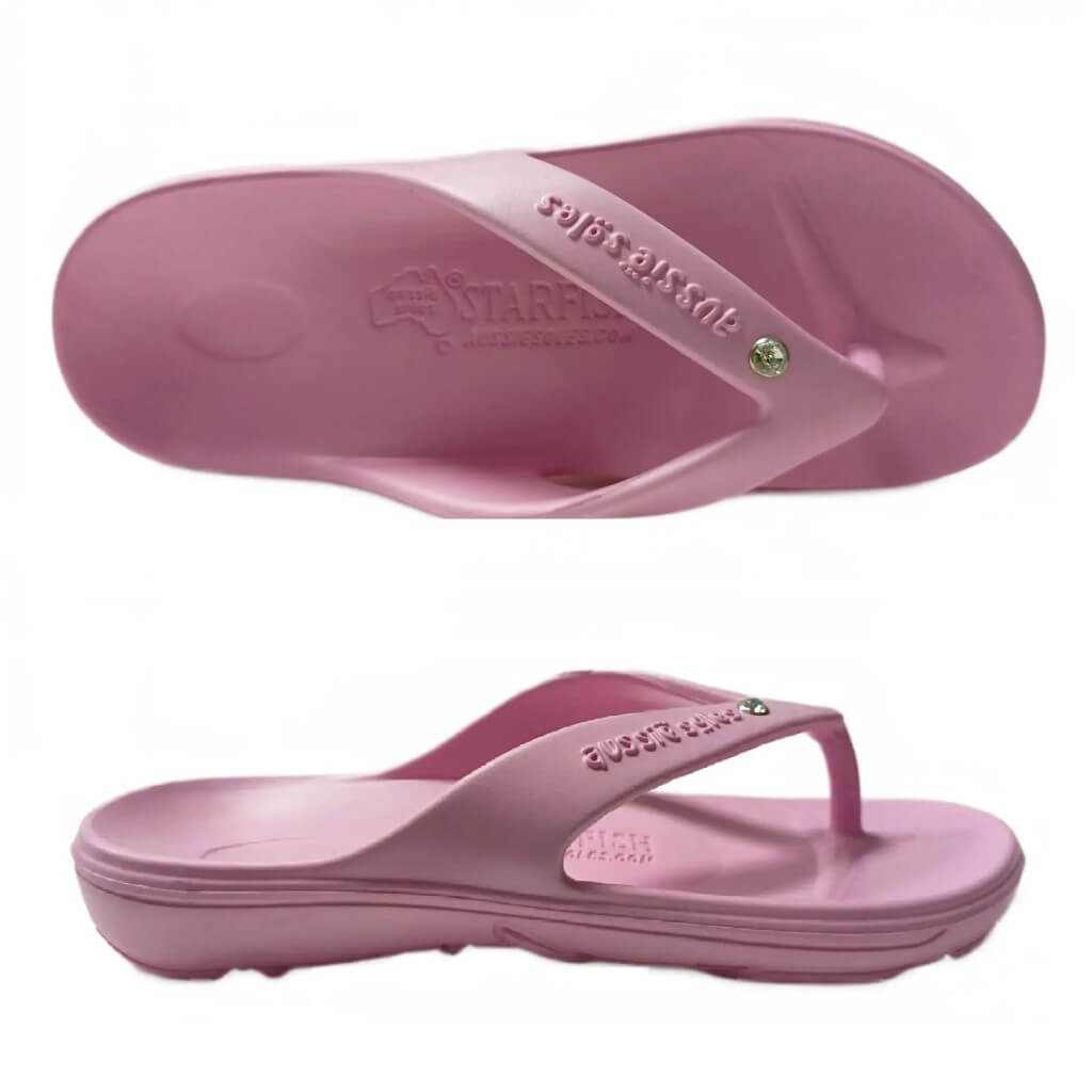 Kids Aussie Soles 2.0 Thongs Pink Diamante No Strap