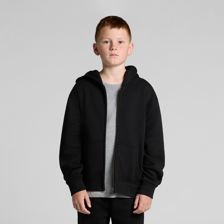 Kids Hoodie Zip-Up Black on Boy Front