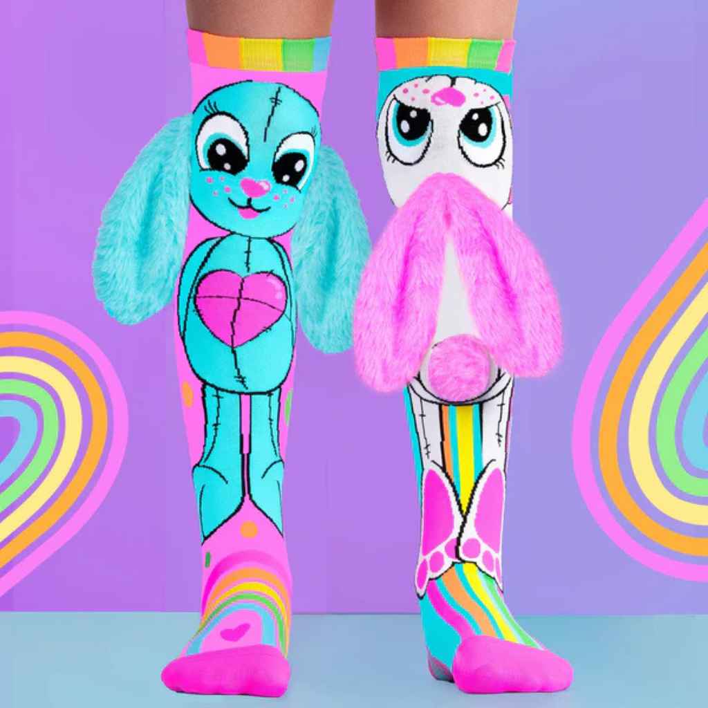 Rainbow Bunny Rabbit Crazy Socks - MADMIA