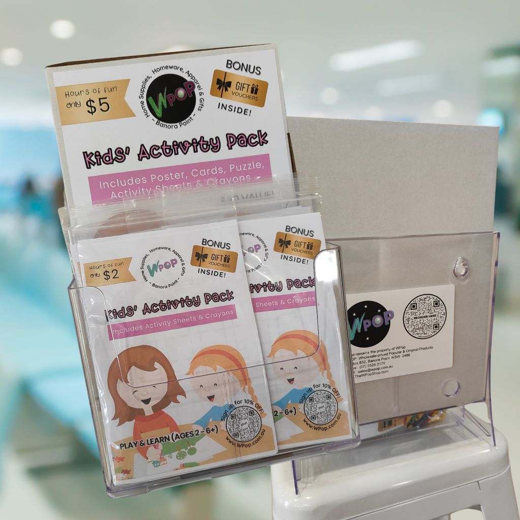 Kids Activity Packs Stand - Front and Back