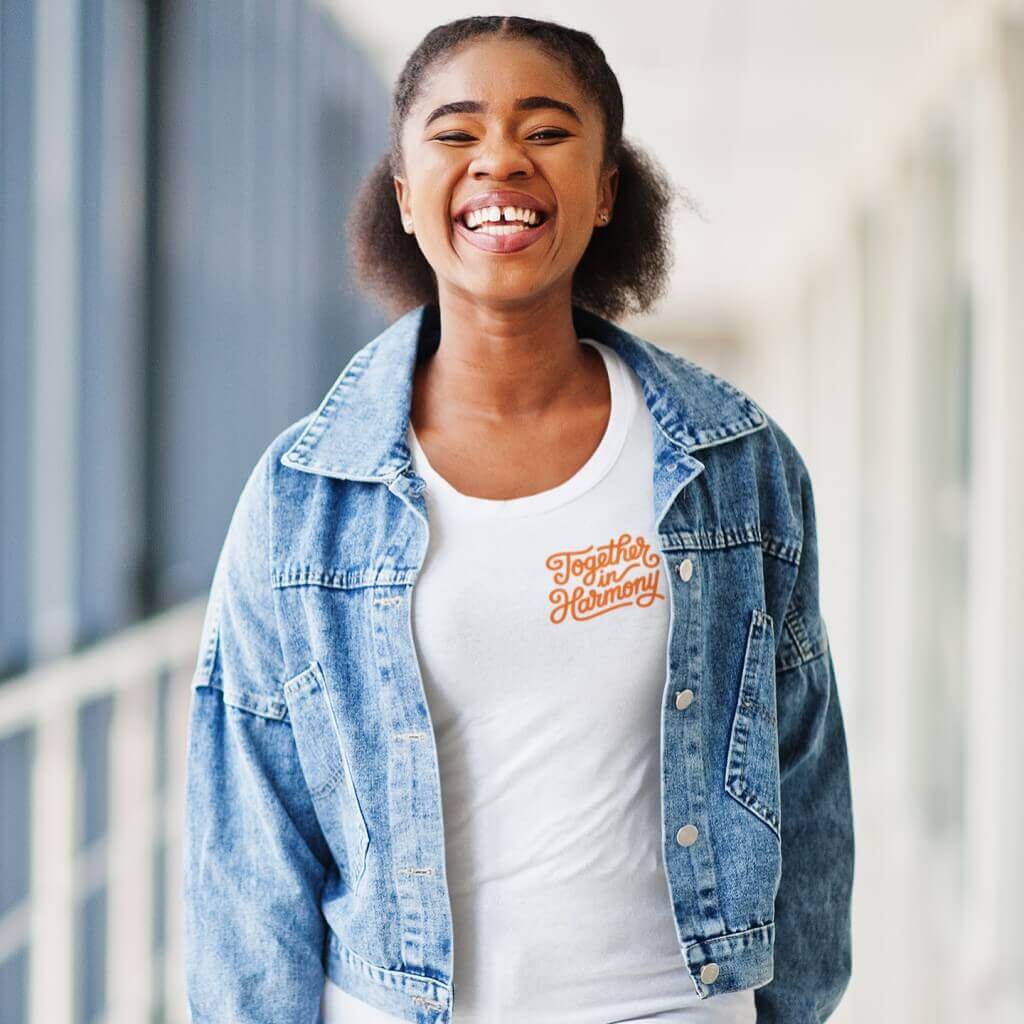 Harmony Day T-Shirt Orange Text - The WPop Shop