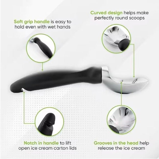 Stainless Steel Ice Cream Scoop with Ergonomic Handle - The WPop Shop
