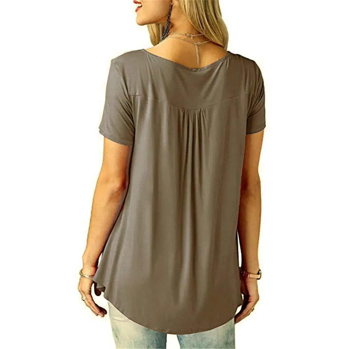 Womens Pleated Short Sleeve Loose Summer Top - The WPop Shop
