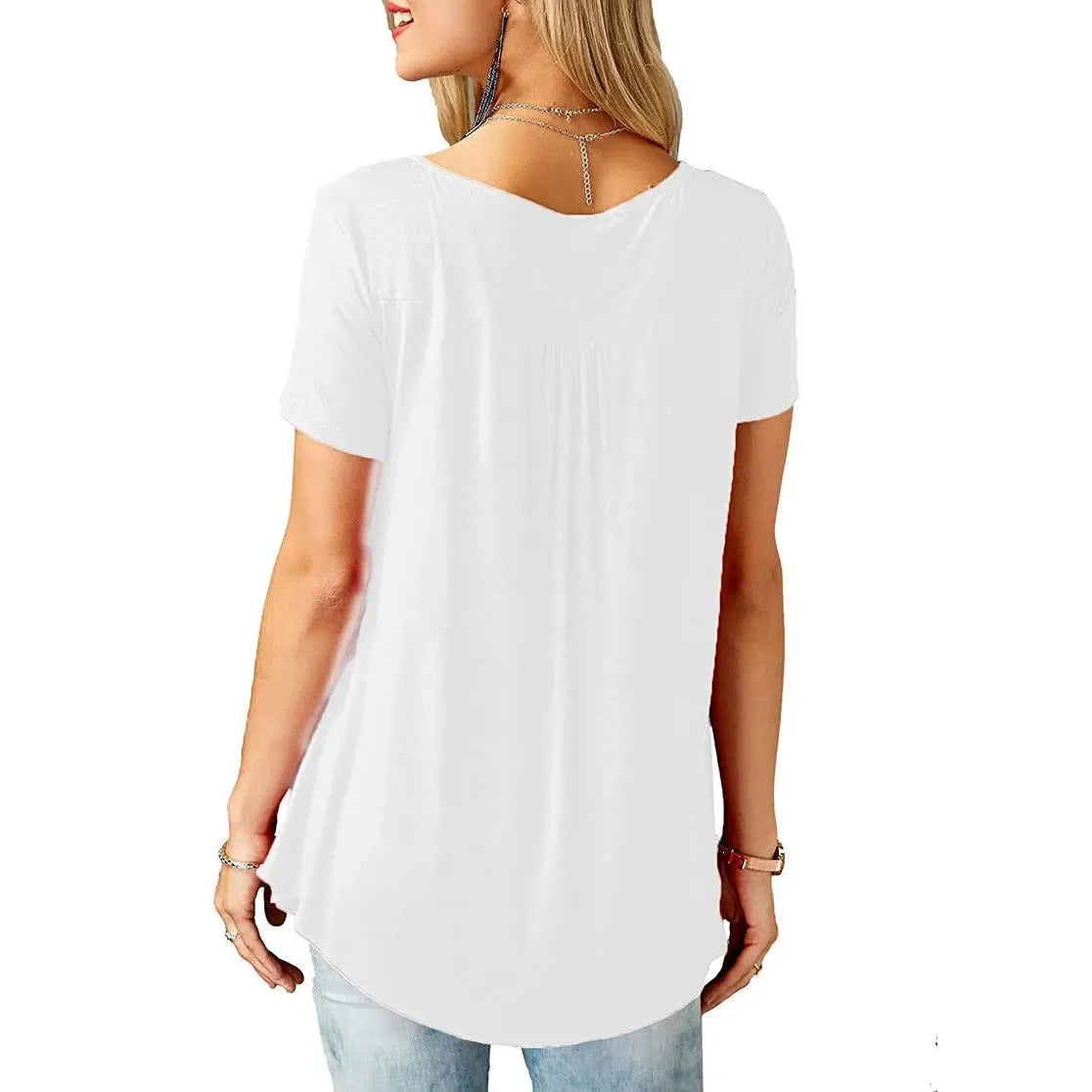 Womens Pleated Short Sleeve Loose Summer Top - The WPop Shop