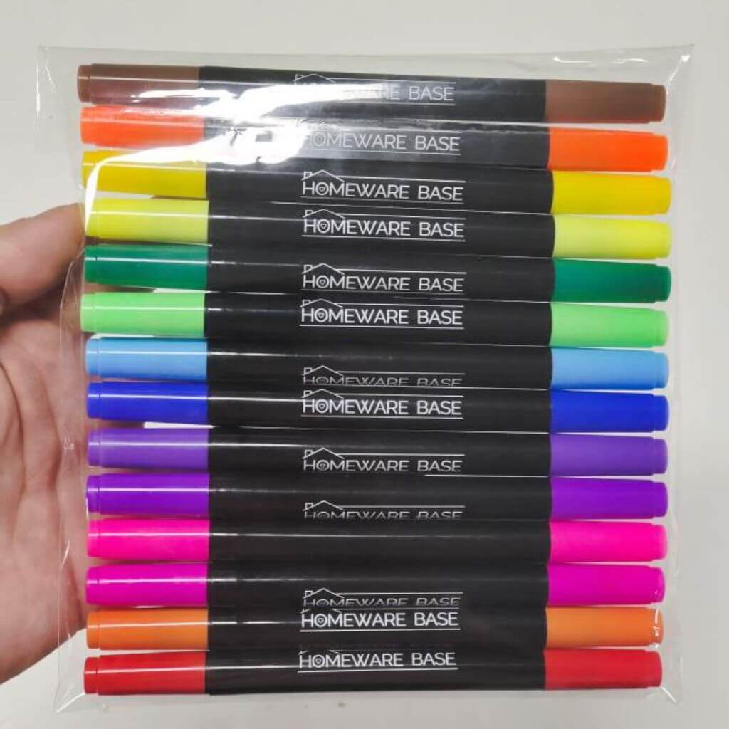 Dual Tipped Permanent Fabric Markers - Pack of 14 Coloured Pens - The WPop Shop