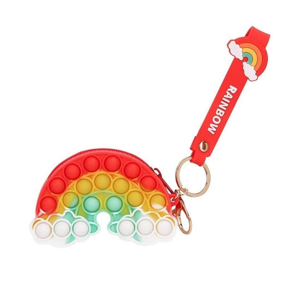 Sensory Fidget Toy Rainbow Keyring Zip Coin Purse Bag - The WPop Shop