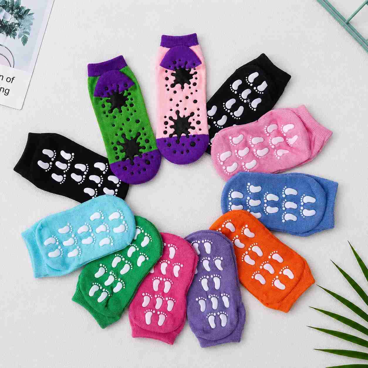 Kids and Adults Grip Socks with footprint or splash design