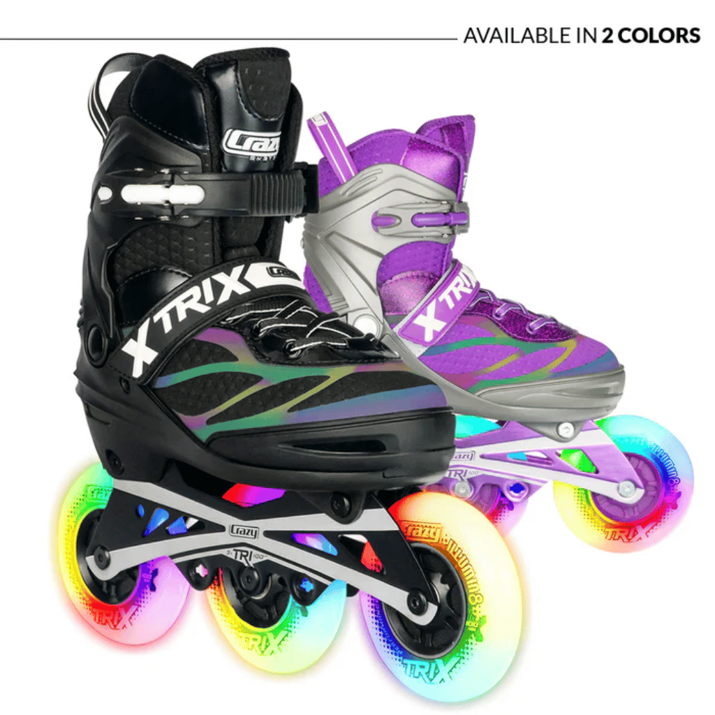 TRIX 3 Wheel Size Adjustable Inline Skates with LEDs - Crazy Skates