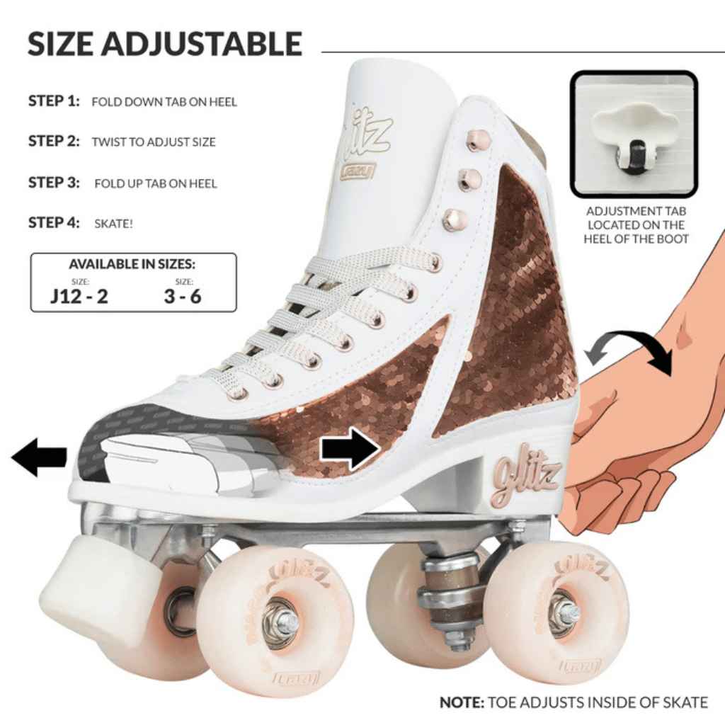 GLITZ Size Adjustable Rollerskates - Crazy Skates