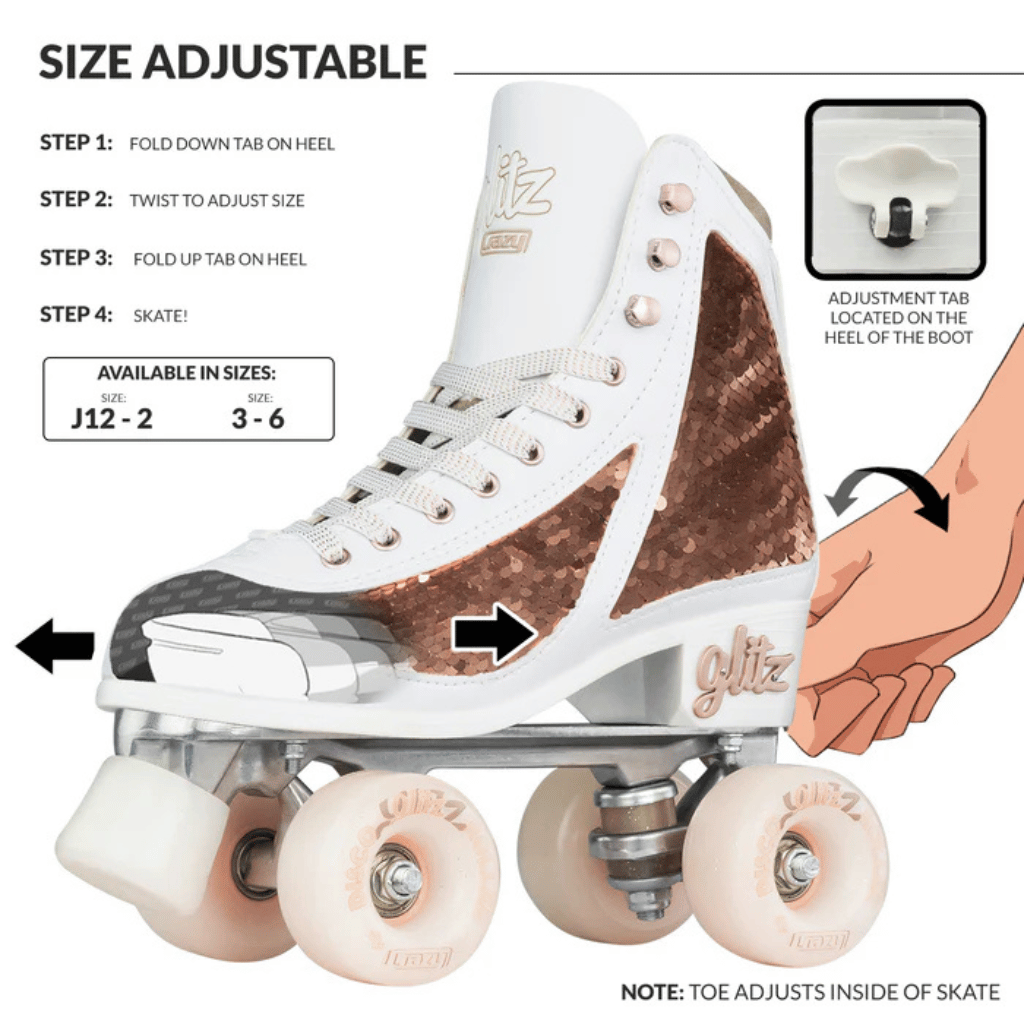 GLITZ Size Adjustable Rollerskates - Crazy Skates