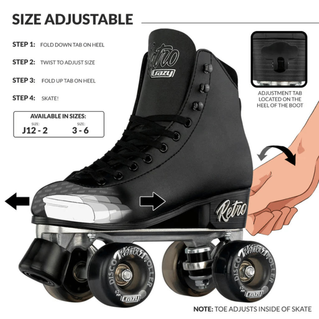 Retro Size Adjustable Rollerskates - Crazy Skates