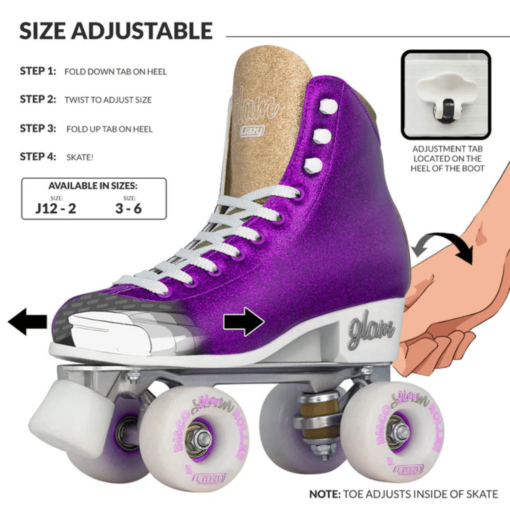 GLAM Size Adjustable Rollerskates - Crazy Skates