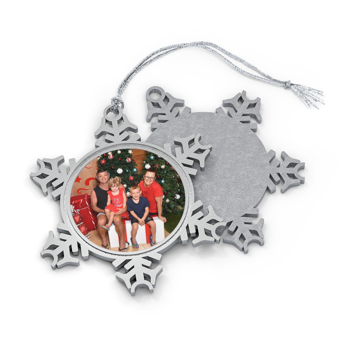 Snowflake Christmas Tree Ornament (Pewter) - Use your own photo!