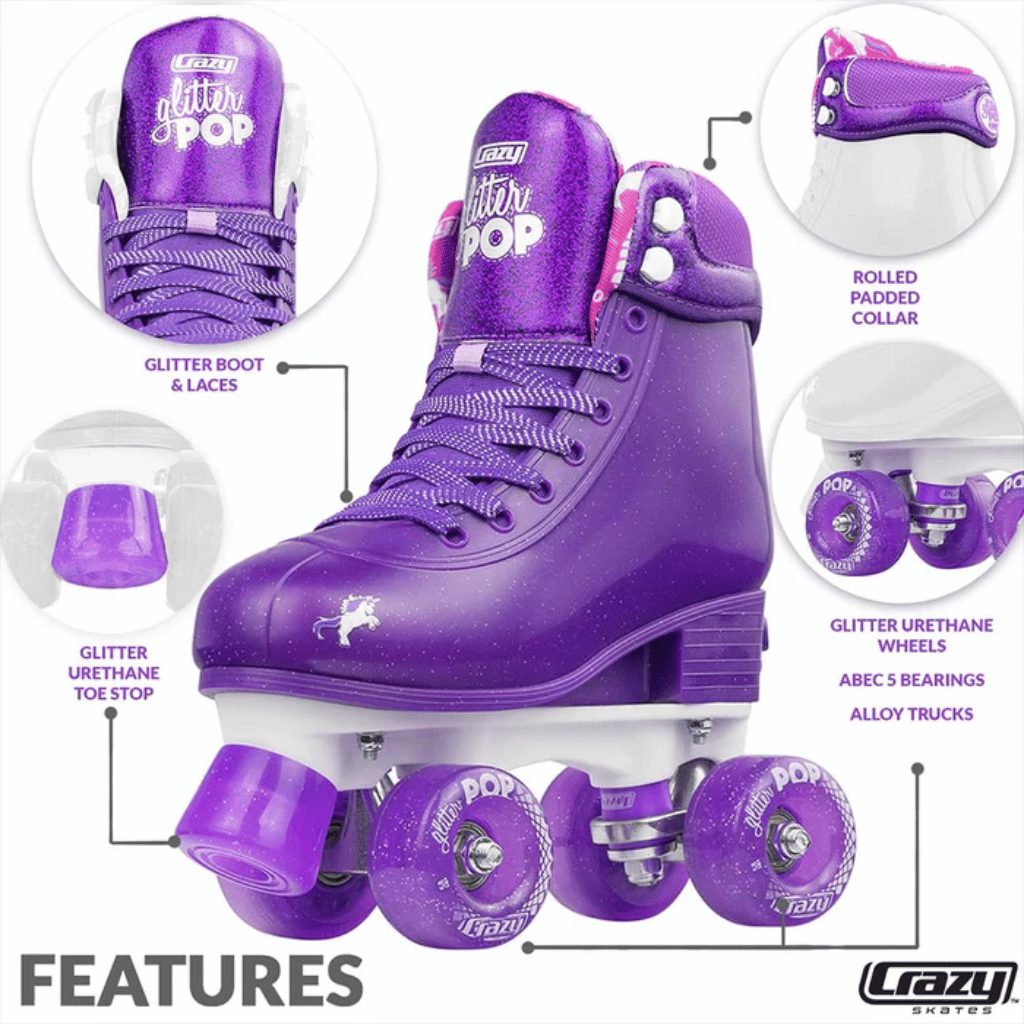 GLITTER POP Size Adjustable Rollerskates - Crazy Skates