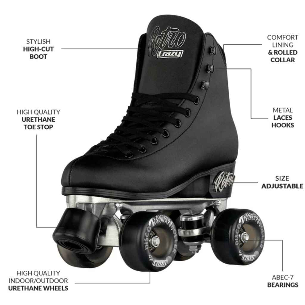 Retro Size Adjustable Rollerskates - Crazy Skates