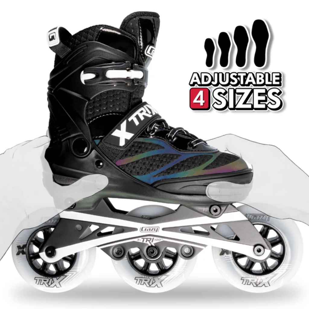 TRIX 3 Wheel Size Adjustable Inline Skates - Crazy Skates