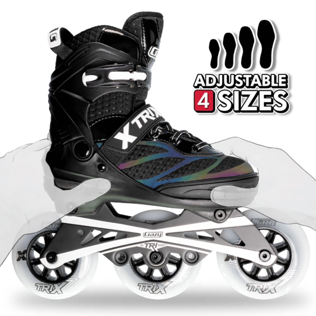 TRIX 3 Wheel Size Adjustable Inline Skates - Crazy Skates