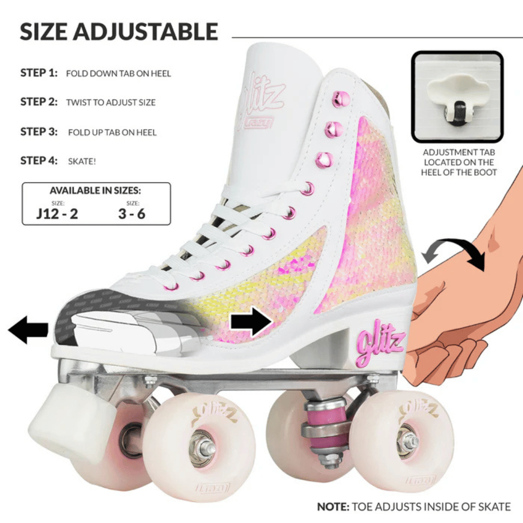 GLITZ Size Adjustable Rollerskates - Crazy Skates