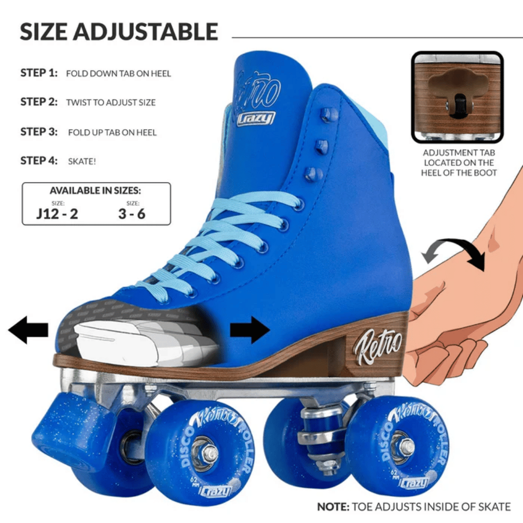 Retro Size Adjustable Rollerskates - Crazy Skates