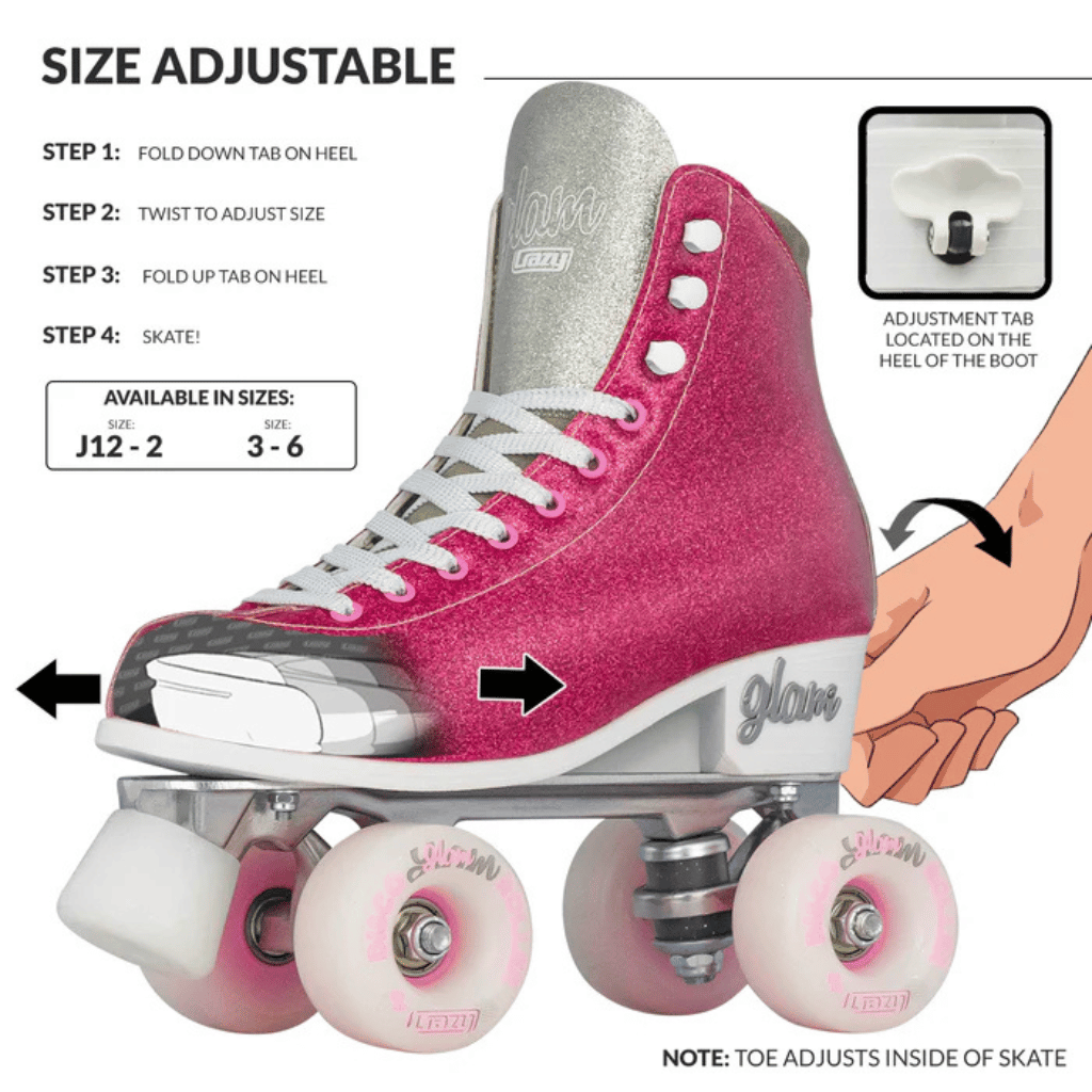 GLAM Size Adjustable Rollerskates - Crazy Skates
