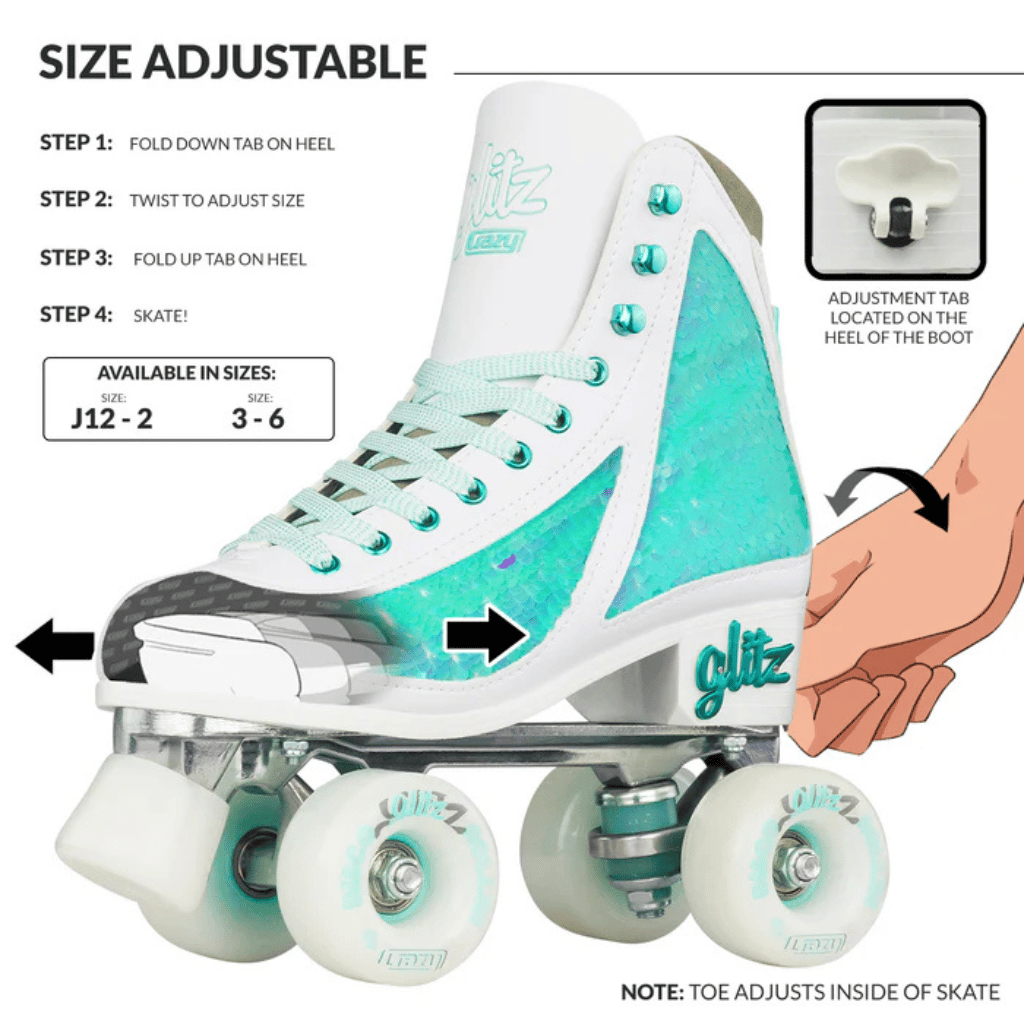GLITZ Size Adjustable Rollerskates - Crazy Skates
