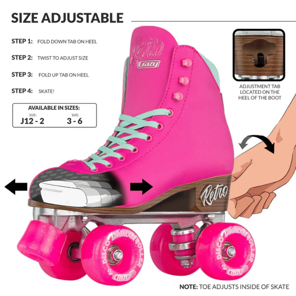 Retro Size Adjustable Rollerskates - Crazy Skates