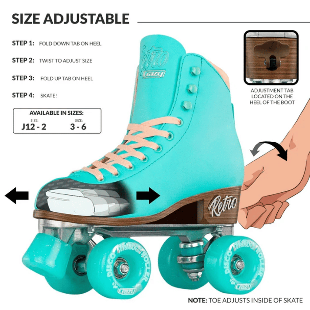 Retro Size Adjustable Rollerskates - Crazy Skates