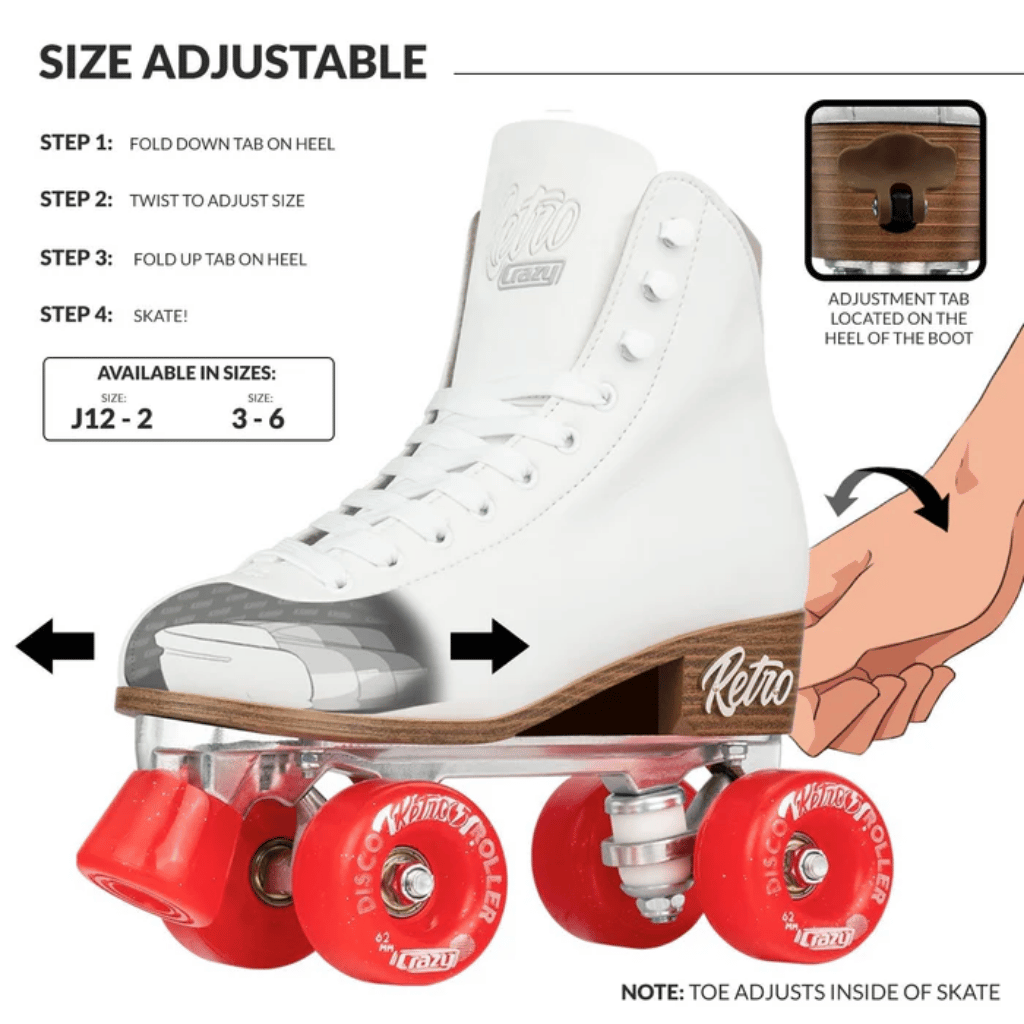 Retro Size Adjustable Rollerskates - Crazy Skates