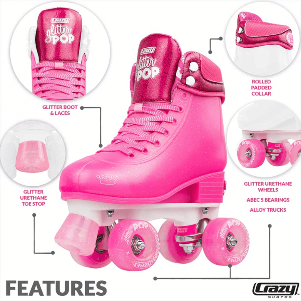 GLITTER POP Size Adjustable Rollerskates - Crazy Skates