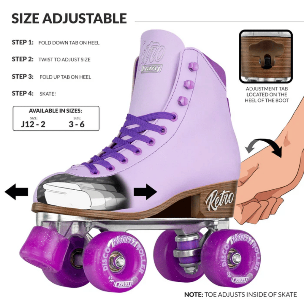 Retro Size Adjustable Rollerskates - Crazy Skates
