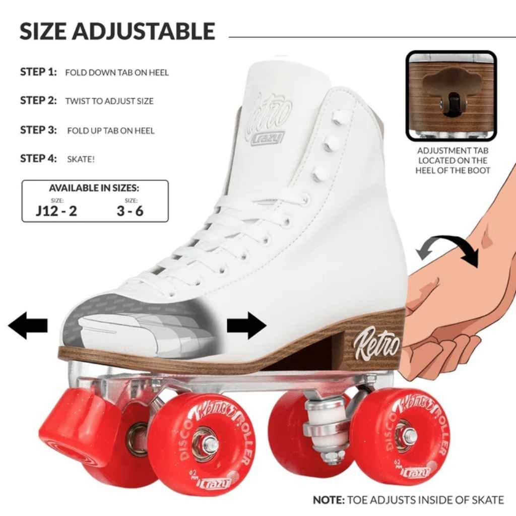 Retro Size Adjustable Rollerskates - Crazy Skates