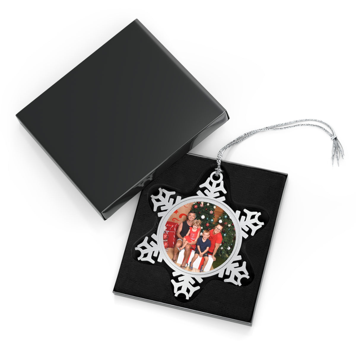 Snowflake Christmas Tree Ornament (Pewter) - Use your own photo!