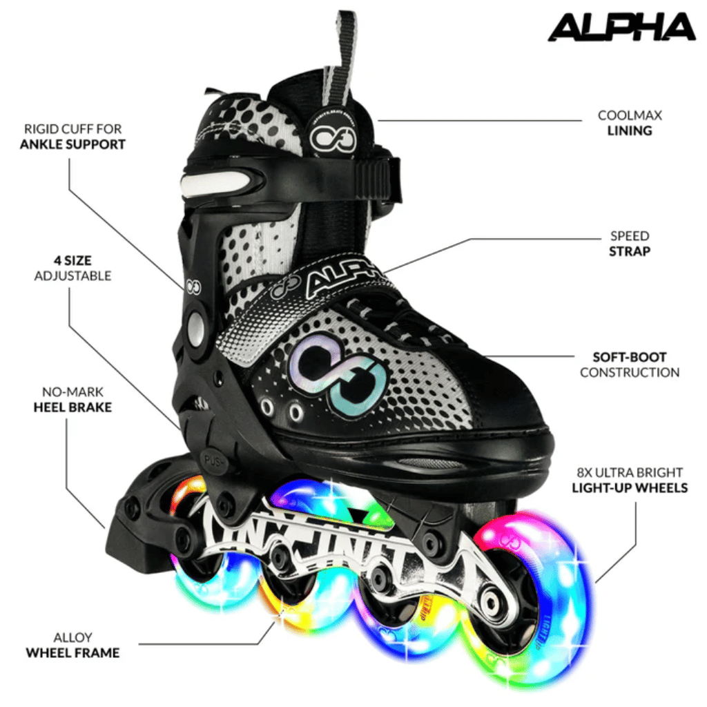 ALPHA Size Adjustable Inline Skates - Crazy Skates