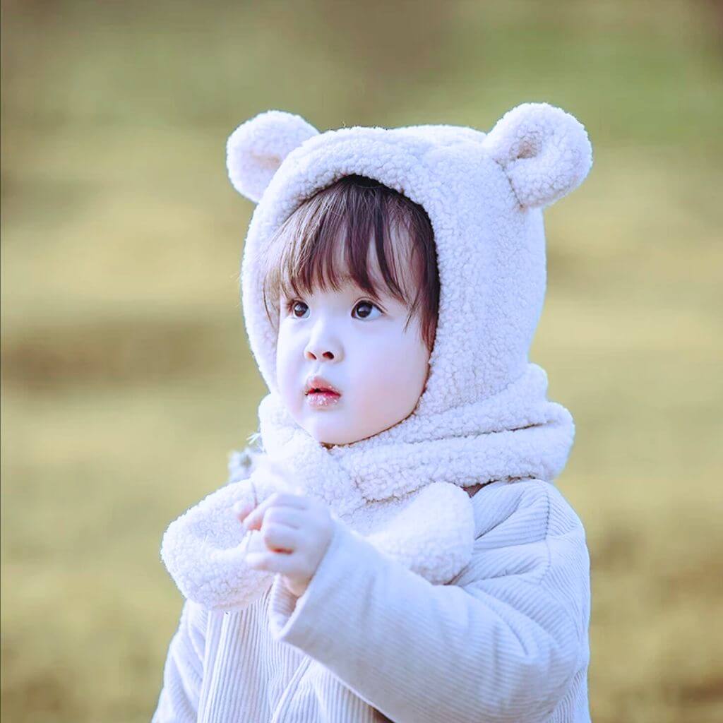 Kids&#39; Cute Warm Scarf Beanie Bear Hood