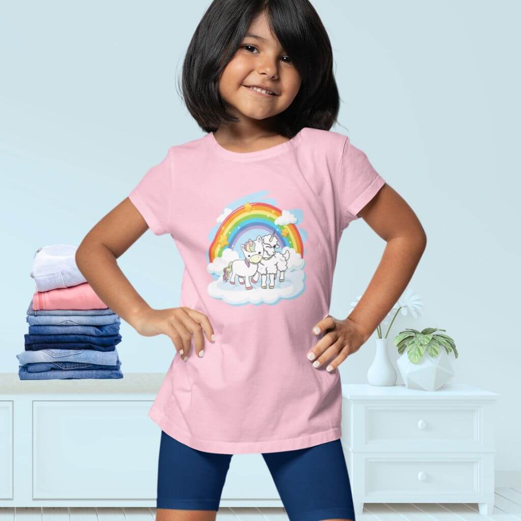 Big Kids Unicorn and Lambicorn BFF T-Shirt