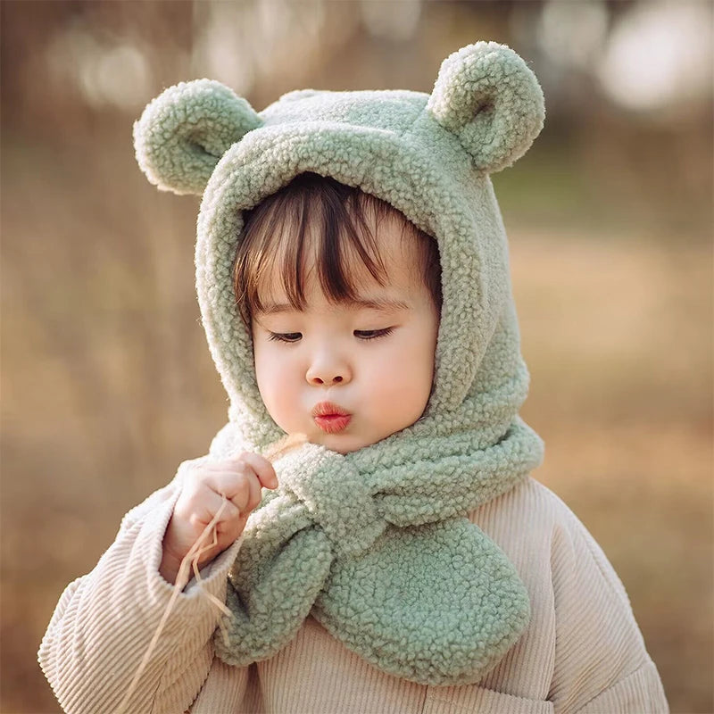 Kids-Cute-Warm-Scarf-Beanie-Bear-Hood-2