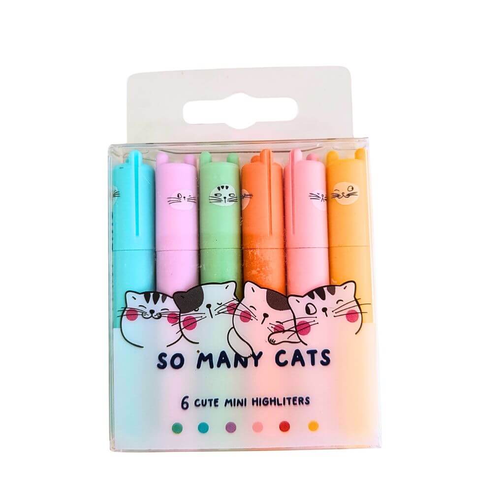 So Many Cats Cute Mini Highlighters for Kids - M&amp;G