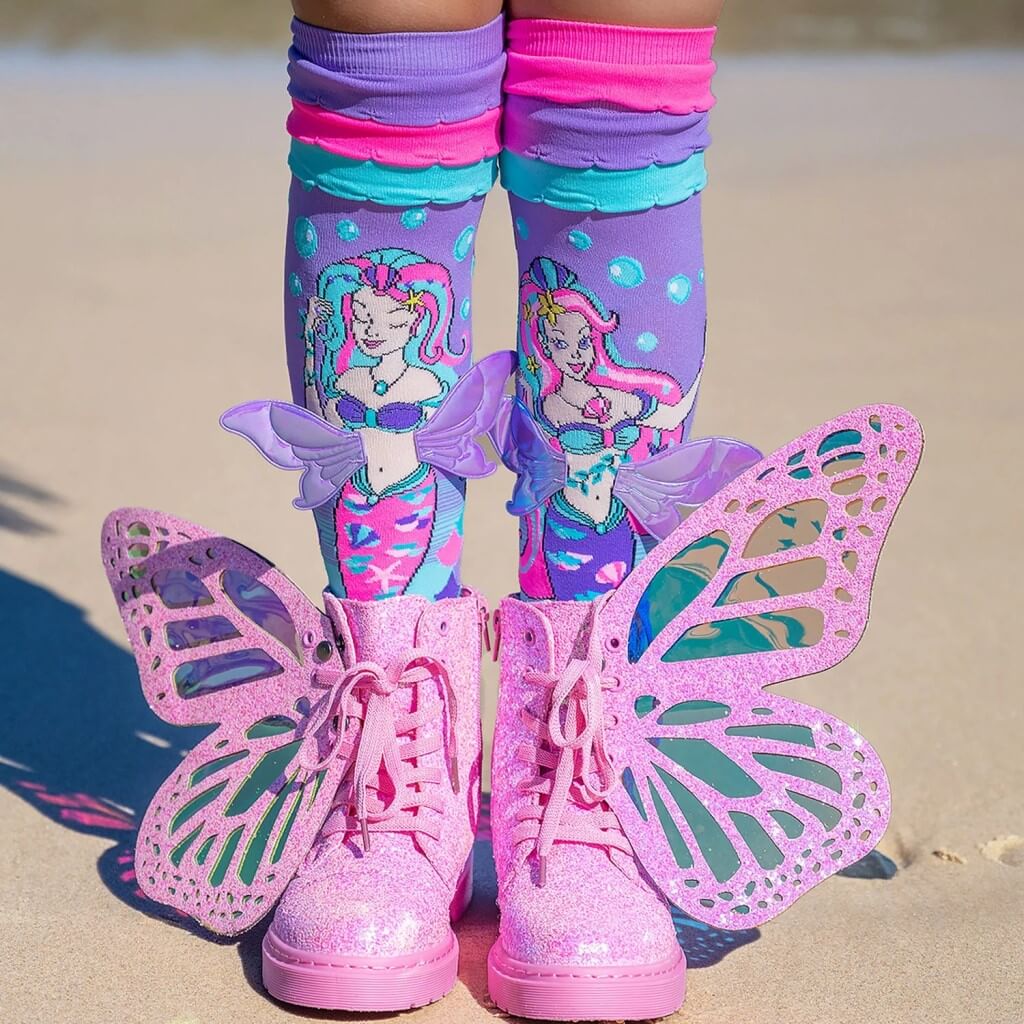 Mermaid Vibes in Pink Butterfly Boots - MADMIA