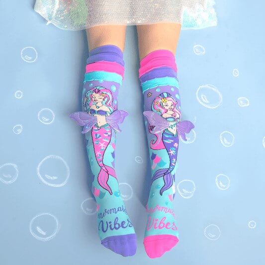 Mermaid Vibes Socks on Blue - MADMIA
