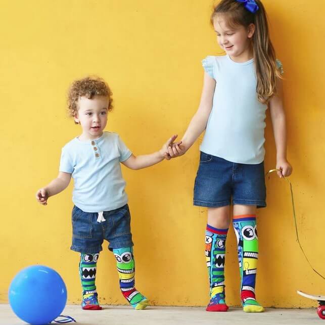 Monster Socks on Kids on Yellow Wall - MADMIA