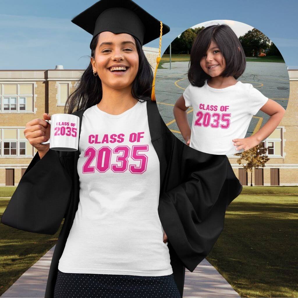 Girls/Womens&#39; Class Of Year T-Shirt Graduation Present