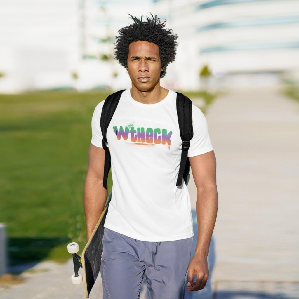 WtHeck Mens White Heavy Cotton Shirt Model Front