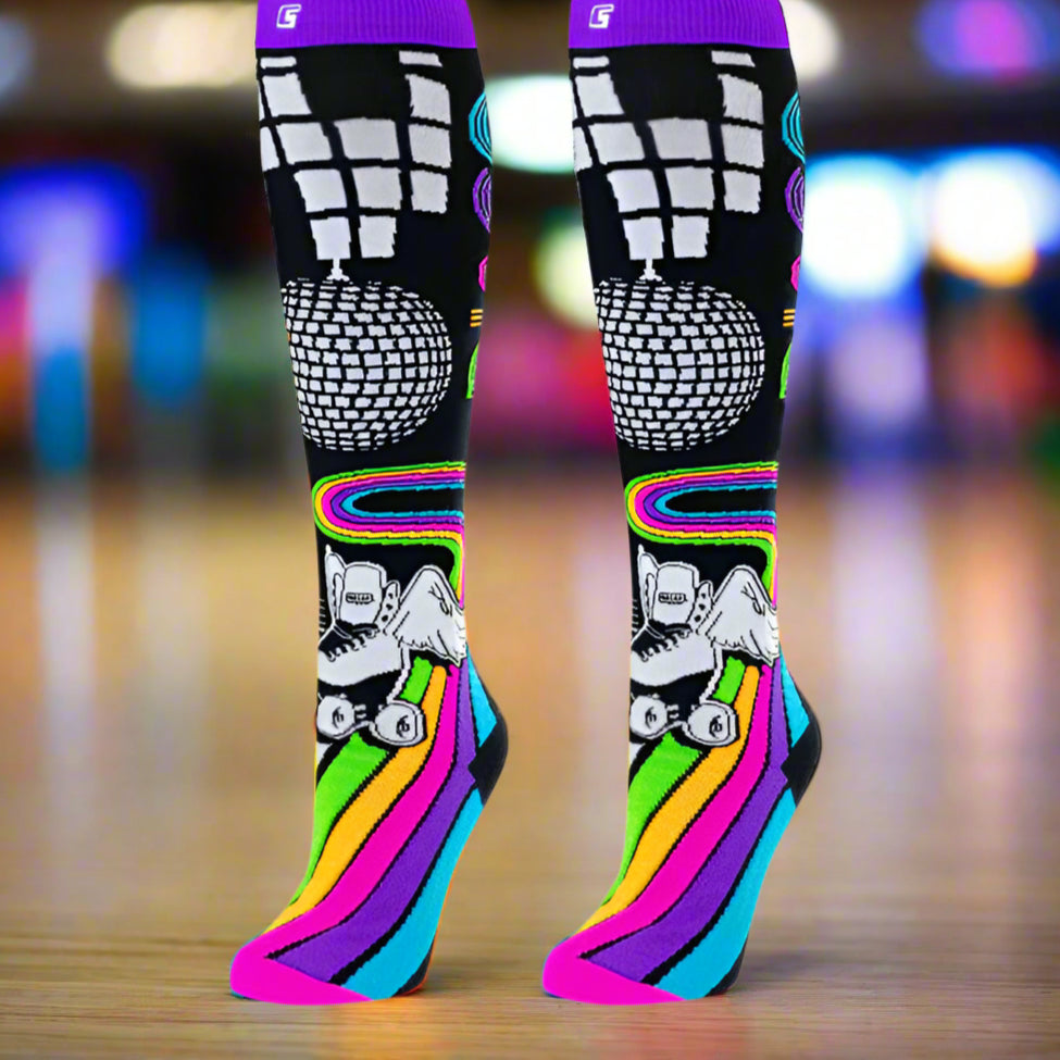 disco roller socks at skating rink