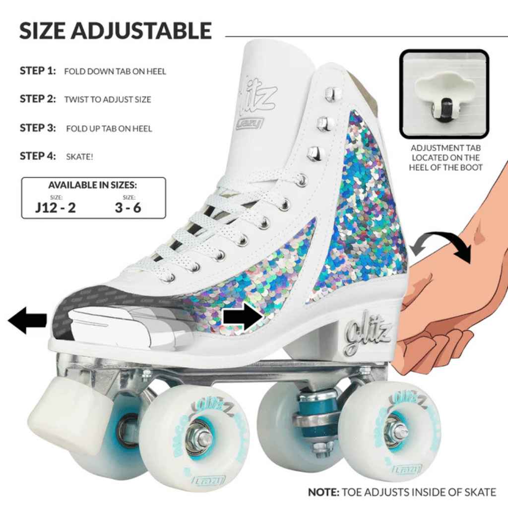 GLITZ Size Adjustable Rollerskates - Crazy Skates - The WPop Shop