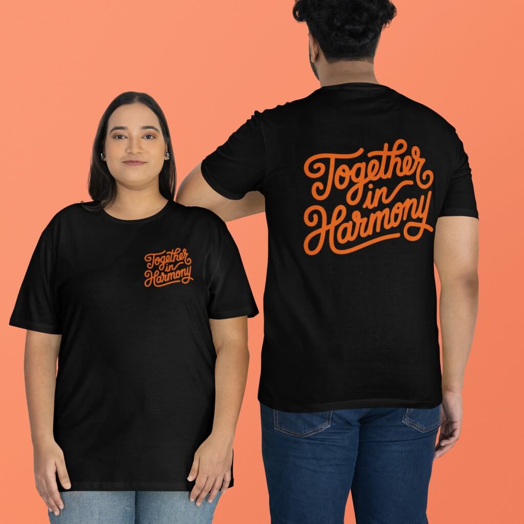 Harmony Day T-Shirt Orange Text - The WPop Shop