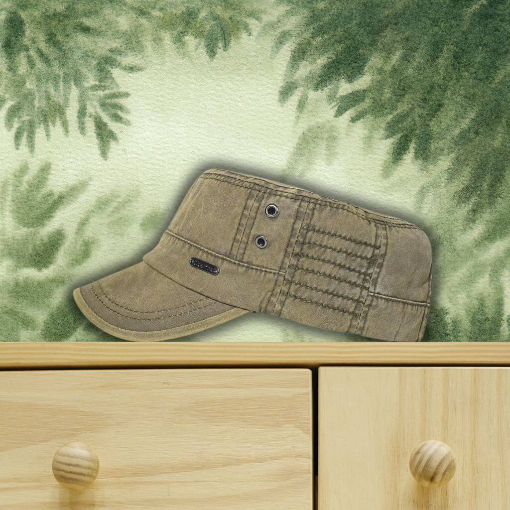 Vintage Washed Cotton Military Cadet Army Flat Top Cap - The WPop Shop