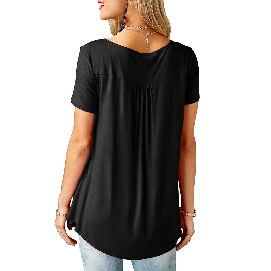 Womens Pleated Short Sleeve Loose Summer Top - The WPop Shop